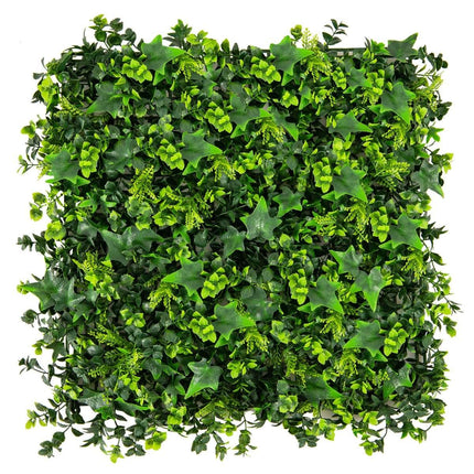 12 Stück Künstliche Hecke Pflanzenwand 50,5 x 50,5 cm UV-geschützt Blätter gemischt