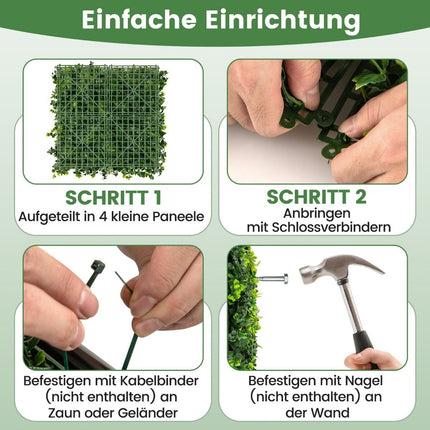 12 Stück Künstliche Hecke Pflanzenwand 50,5 x 50,5 cm UV-geschützt Blätter gemischt