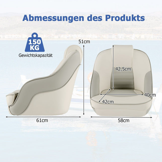 Siège de bateau rembourré avec cuir PVC imperméable et rembourrage en éponge épaisse, chaise de bateau blanc