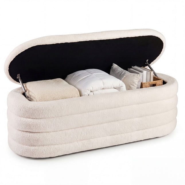 Banc de rangement rembourré, capacité 108,5 L, tissu bouclé