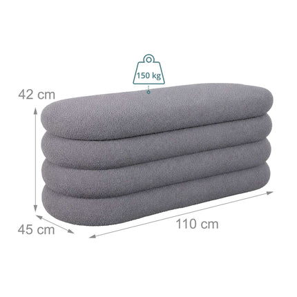 Padded Storage Bench with MDF Frame and Polyester Cover, Grey