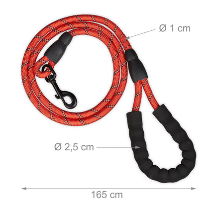 Laisse rembourrée pour chien rouge 150 cm