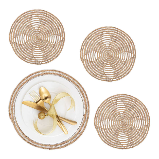 Lot de 4 sets de table en fibre de palmier - Résistants à la chaleur