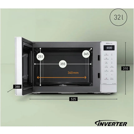 Panasonic Inverter-Mikrowelle 32 l 1000 W mit Junior-Menü, Weiß
