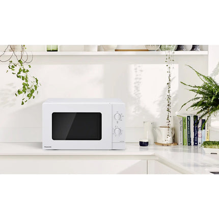 Panasonic Mikrowellenherd 800 W 20 L mit mechanischen Drehreglern, Weiß