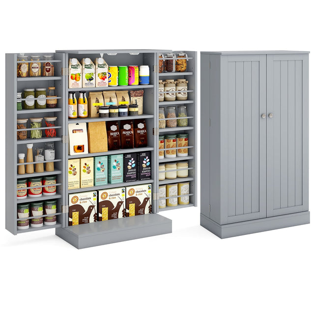 Vorratskammer-Schrank mit verstellbaren Einlegeböden, 104 cm, Grau
