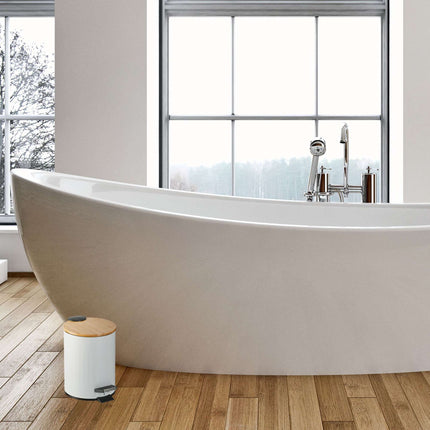 Corbeille à papier pour salle de bain 3 l avec couvercle en bambou