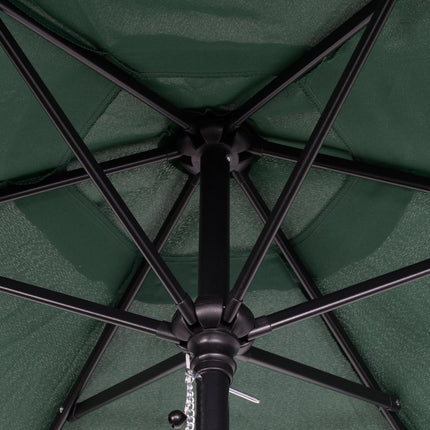 Green hexagonal parasol Ø196 cm, windproof for beach/garden