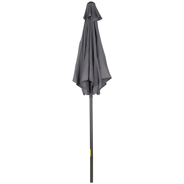 Parasol Ø196 cm, parasol rotatif avec fonction pliable, parasol de balcon hexagonal, parasol de plage, coupe-vent, parasol de marché stable, parasol à manivelle, protection solaire pour plage, balcon, jardin, gris foncé