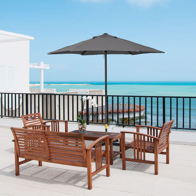 Parasol Ø196 cm, parasol rotatif avec fonction pliable, parasol de balcon hexagonal, parasol de plage, coupe-vent, parasol de marché stable, parasol à manivelle, protection solaire pour plage, balcon, jardin, gris foncé