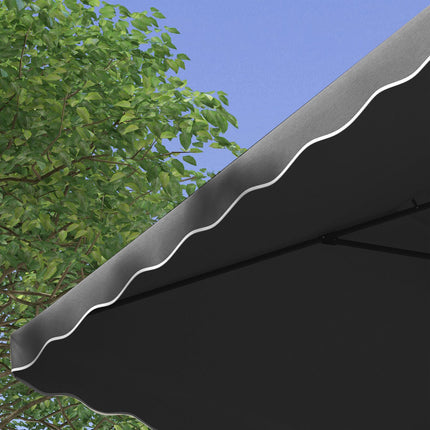 Parasol 243 X 243 Cm Parasol De Balcon Avec Protection Uv, Parasol Déporté Avec Double Toit Et Base Croisée, Volants, 4 Entretoises, Gris Foncé