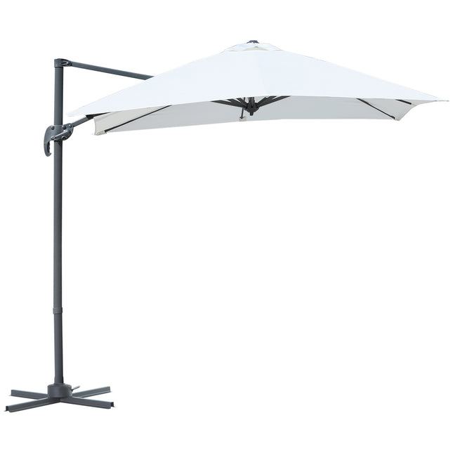 Parasol 245X245 Cm Parasol À Manivelle Parasol En Porte-À-Faux Avec Angle D'Inclinaison Réglable, Aluminium, Crème