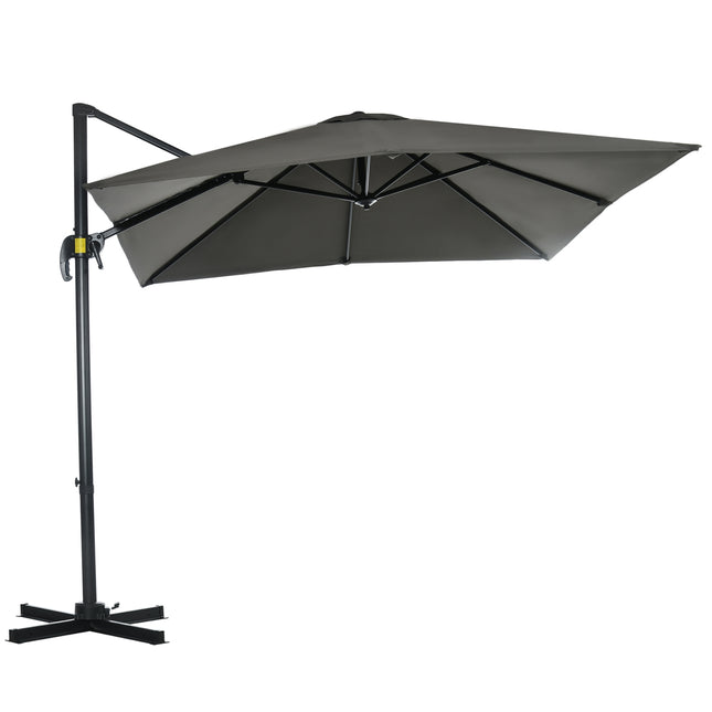 Grauer Ampelschirm, 245x245cm - Verstellbar & Schwenkbar