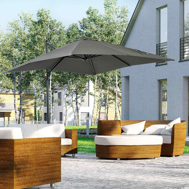 Grauer Ampelschirm, 245x245cm - Verstellbar & Schwenkbar