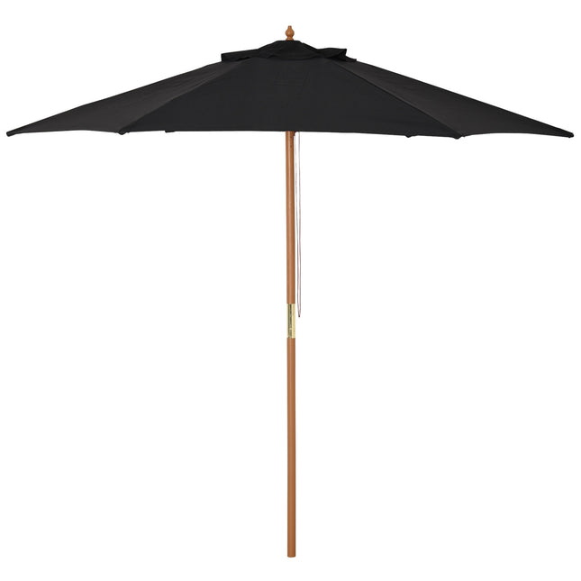 Parasol Parasol De Jardin 3 Niveaux, Protection Solaire, Bambou & Polyester 180/㎡, Noir, Ø2,5X2,3M