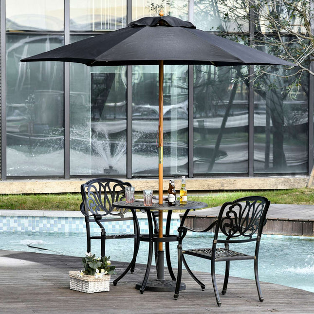 Parasol Parasol De Jardin 3 Niveaux, Protection Solaire, Bambou & Polyester 180/㎡, Noir, Ø2,5X2,3M