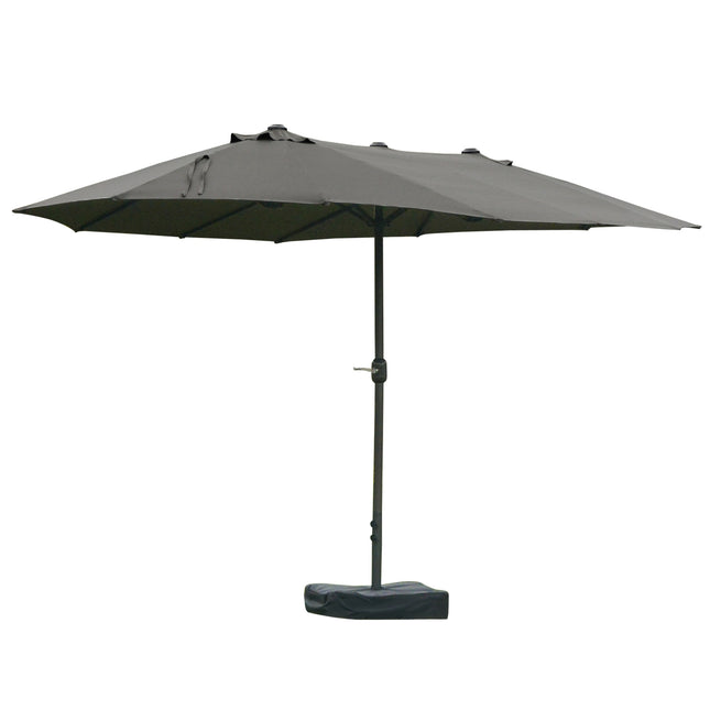 Parasol Parasol De Jardin Parasol De Marché Parasol Double Parasol De Patio Avec Support De Parapluie Manivelle Gris Foncé Ovale 460 X 270 X 240 Cm