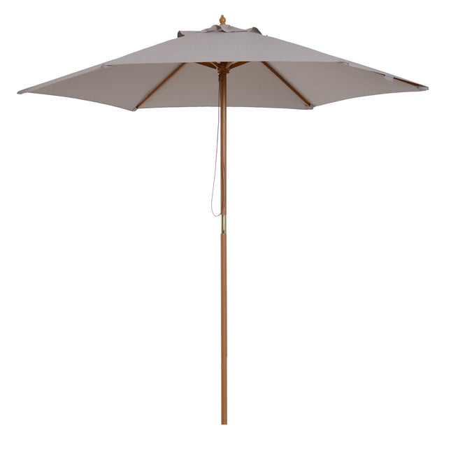Parasol De Jardin Avec Protection Solaire À 3 Niveaux, Bambou Et Polyester 180/㎡, Gris, Ø2,5 X 2,3 M