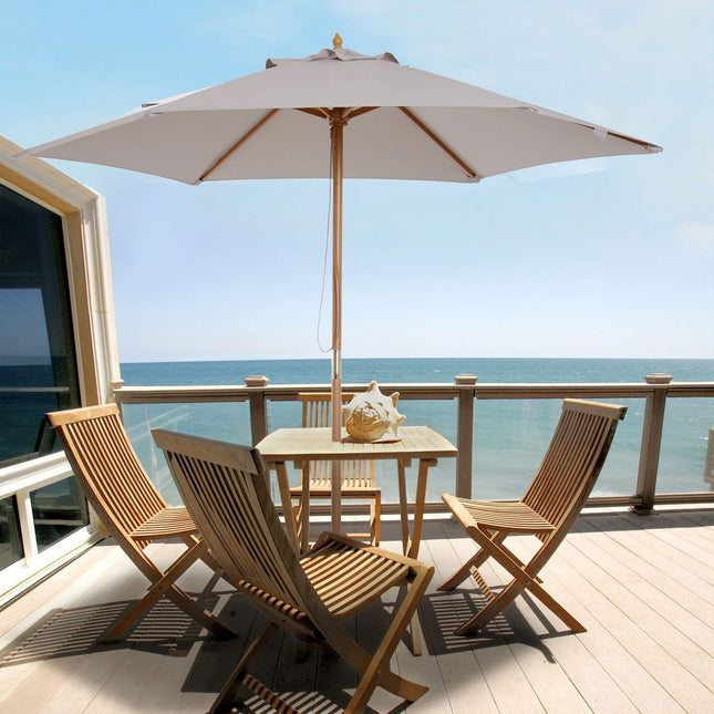 Parasol De Jardin Avec Protection Solaire À 3 Niveaux, Bambou Et Polyester 180/㎡, Gris, Ø2,5 X 2,3 M