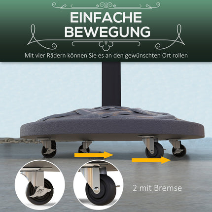 Schirmständer mit Rollen, verstellbar, 25 kg, Bronze