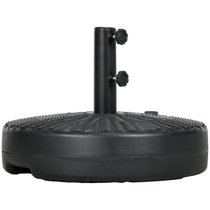 Pied De Parasol 29Kg Pied De Parasol Pour Mâts Ø38/48Mm, Aspect Rotin, Idéal Pour Jardin & Balcon, Pehd, Noir, Ø51X36Cm