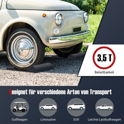 Tapis de stationnement avec bande de signalisation - Caoutchouc antidérapant, lot de 2