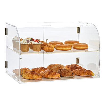 Pastry Display Case, 2-Tier Acrylic, Rear Door, 56cm