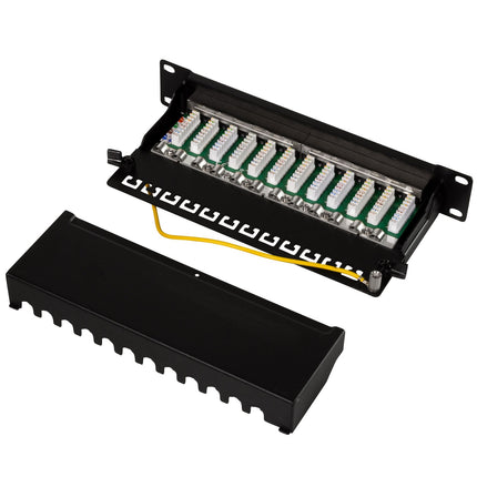 Patch panel 12-port Cat6 for 10" rack U1 Black