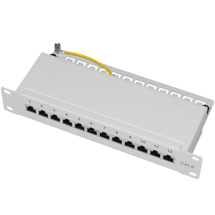 Patch panel 12-ports Cat6 for 10" rack U1 Grey