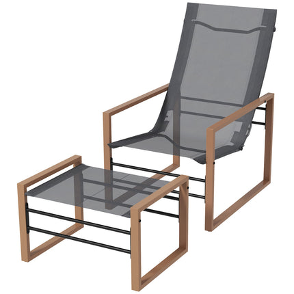 Chaise De Patio Tabouret Ensemble De Chaise De Jardin Housse En Maille Cadre En Métal Gris Foncé