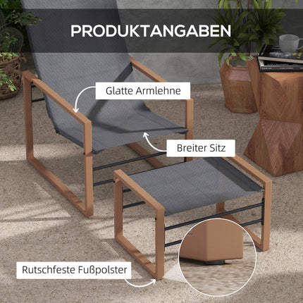 Chaise De Patio Tabouret Ensemble De Chaise De Jardin Housse En Maille Cadre En Métal Gris Foncé
