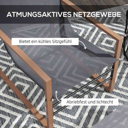 Chaise De Patio Tabouret Ensemble De Chaise De Jardin Housse En Maille Cadre En Métal Gris Foncé