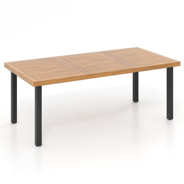 Table de jardin 200 x 100 cm, plateau en acacia, trou pour parasol