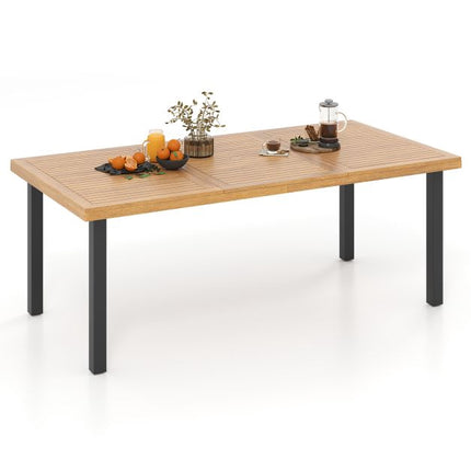 Terrassen-Esstisch 200x100cm, Akazienholzplatte, Sonnenschirmloch