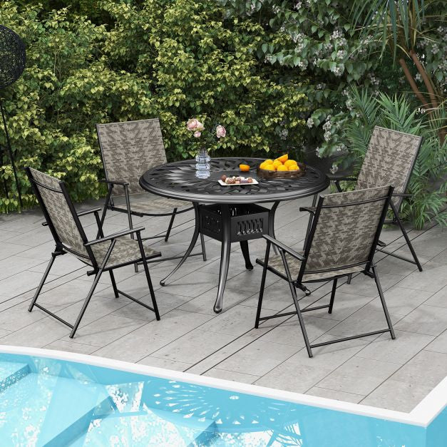 Ensemble de 2 chaises pliantes de patio, avec accoudoirs, en rotin PE