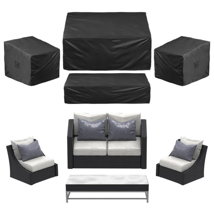 Patio Furniture Covers 4-Piece Set, 420D Waterproof, Black