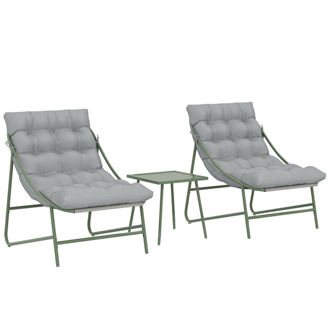 Ensemble de mobilier de jardin - 2 chaises, table, structure en acier