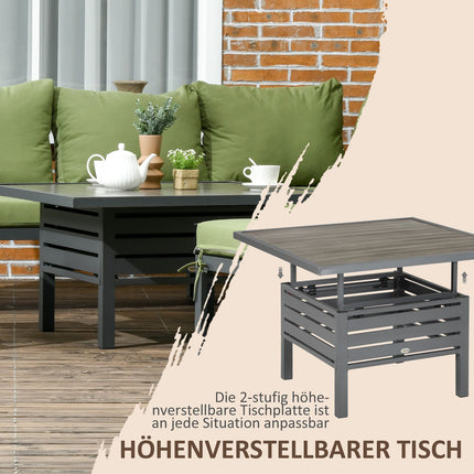 6-piece patio seating set, adjustable table, aluminum frame