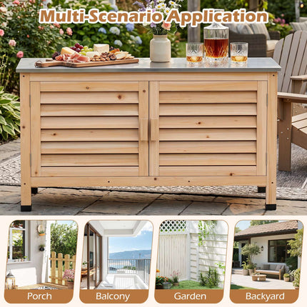 Armoire de rangement pour terrasse avec plateau et étagères en acier inoxydable