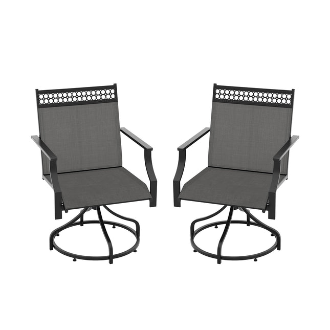 Chaises de salle à manger pivotantes pour patio, lot de 2, séchage rapide, grises