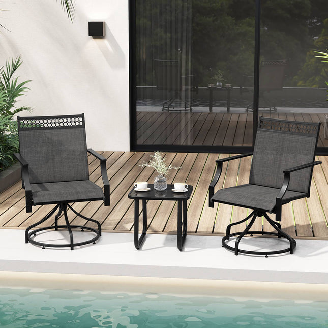 Chaises de salle à manger pivotantes pour patio, lot de 2, séchage rapide, grises
