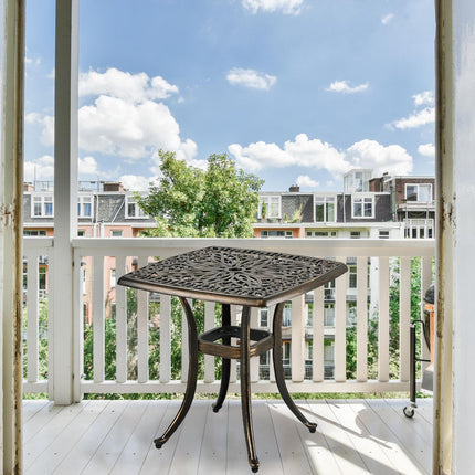 Table de patio carrée avec trou pour parasol - Aluminium moulé, forme carrée