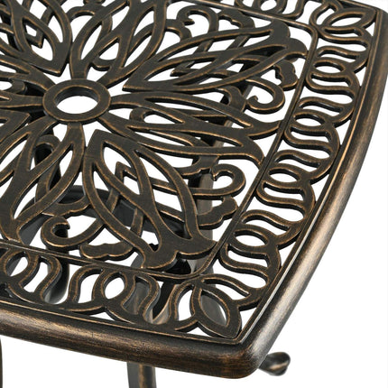 Table de patio carrée avec trou pour parasol - Aluminium moulé, forme carrée