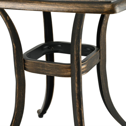 Table de patio carrée avec trou pour parasol - Aluminium moulé, forme carrée