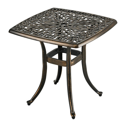 Table de patio carrée avec trou pour parasol - Aluminium moulé, forme carrée