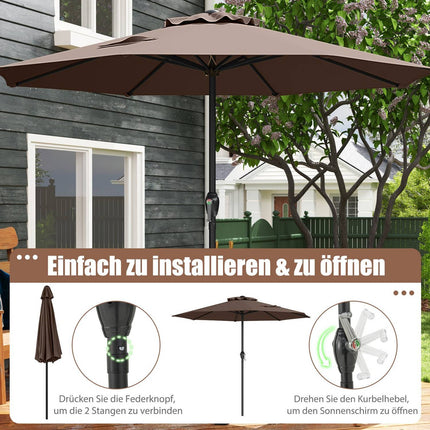 Sonnenschirm 250 cm mit Kurbel, 8 Streben, Braun