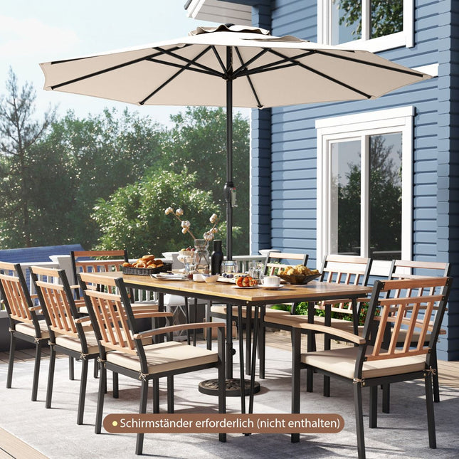 Parasol de terrasse 250 cm avec manivelle et 8 baleines, beige