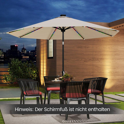 Sonnenschirm 300cm mit Solar-LED-Beleuchtung, 9 Modi