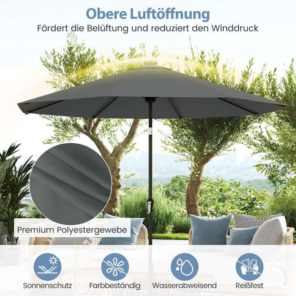 Sonnenschirm 300cm mit Solar-LED-Beleuchtung, 9 Modi