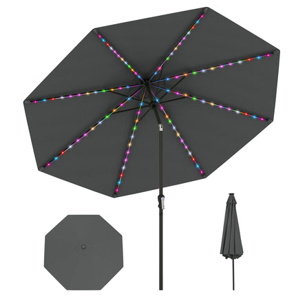 Sonnenschirm 300cm mit Solar-LED-Beleuchtung, 9 Modi
